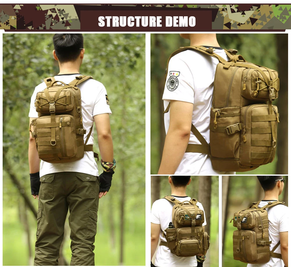 Masculino ao ar Bolsa de Esportes 900d à Prova Livre Tático Mochila D900água Exército Ombro Militar Caça Acampamento Feminino Multi-funcional Molle 3 p 13 High Quality Esporte e Lazer