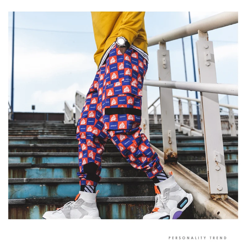 Purple Skateboard Color Pants Men Cotton Camo Hip Hop Fashion Cargo Pants  (28)