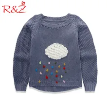 R& Z/свитер для маленьких девочек Новинка года, корейский пуловер с узором из облаков и капель дождя, толстый свитер Топ для детей, детская одежда
