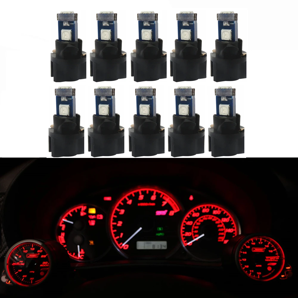 Wljh 10pcs White Red Green Blue Dash T5 Led Socket Instrument Panel Wljh 10x Canbus Light T5 Led 73 74 2721 Bulb Pc74 Twist Lock Socket Dash