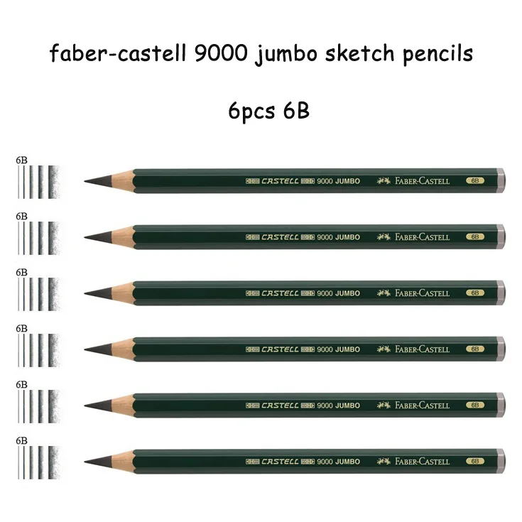 Faber-Castell 9000 jumbo графит рисунок Карандаши 5 шт./6 шт./лот 0.53 мм привести Книги по искусству эскиз карандашом HB 2b 4b 6b 8b Pro Builder Мелки - Цвет: 6pcs 6B