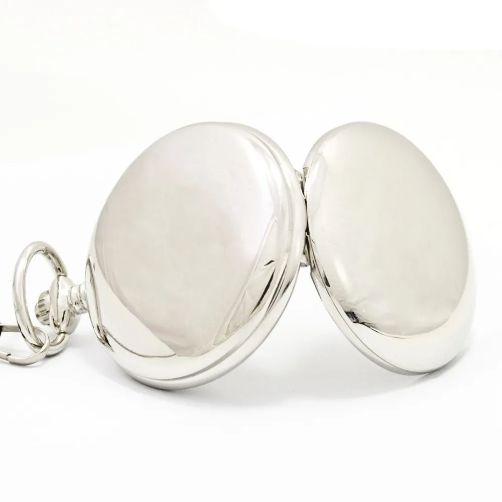 Модные Серебристые Гладкие стальные Механические карманные часы в стиле стимпанк для мужчин и женщин ожерелье подарок брелок винтажные карманные часы со скелетом