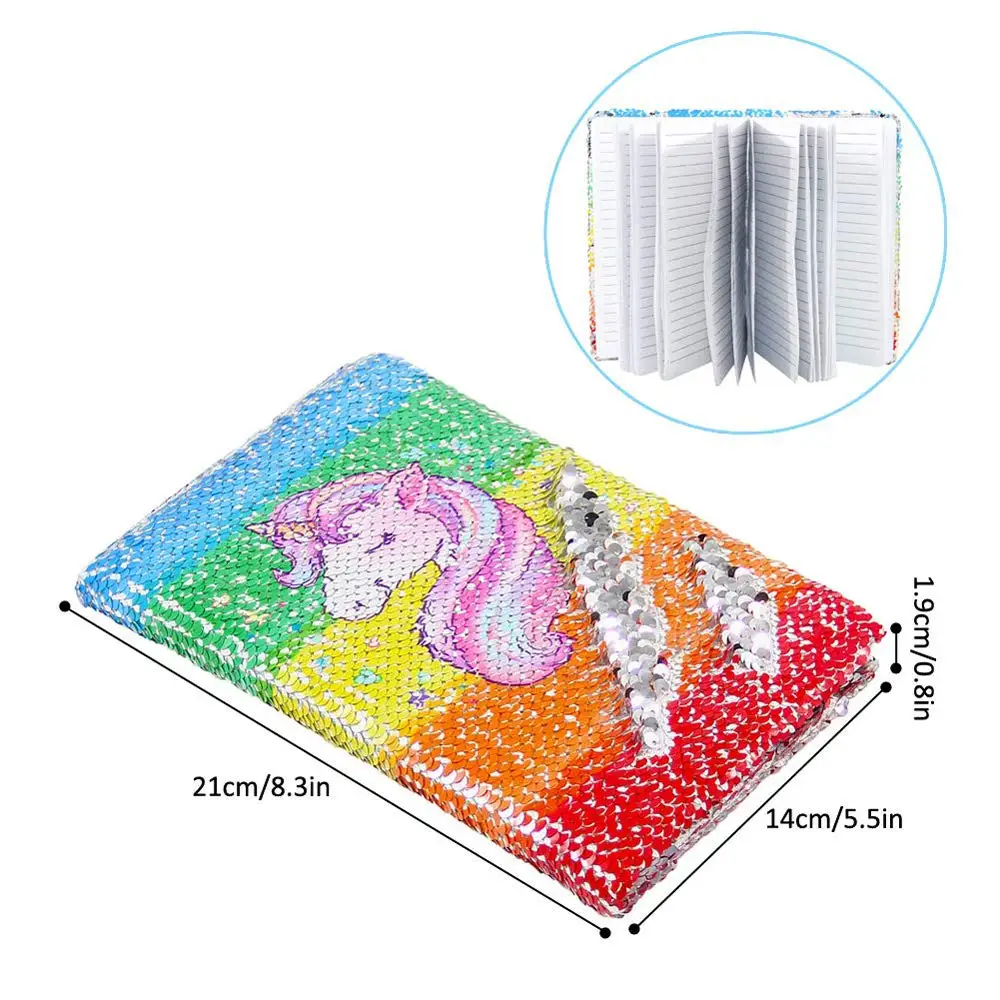 Bignosedeer INS Unicorn Planner Book Suit Sequin Notebook Hand-book Students' Supply Office Stationery Learning Gift for Girl