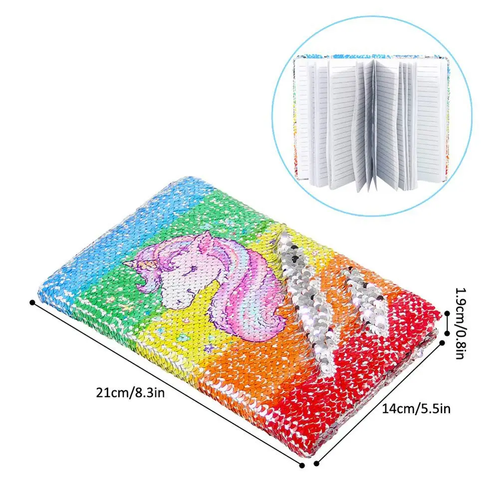 Блокнот с единорогом, Реверсивный магический блокнот с блестками, блокнот с реверсивным радужным дневником, канцелярские принадлежности для девочек и взрослых, фестиваль единорога