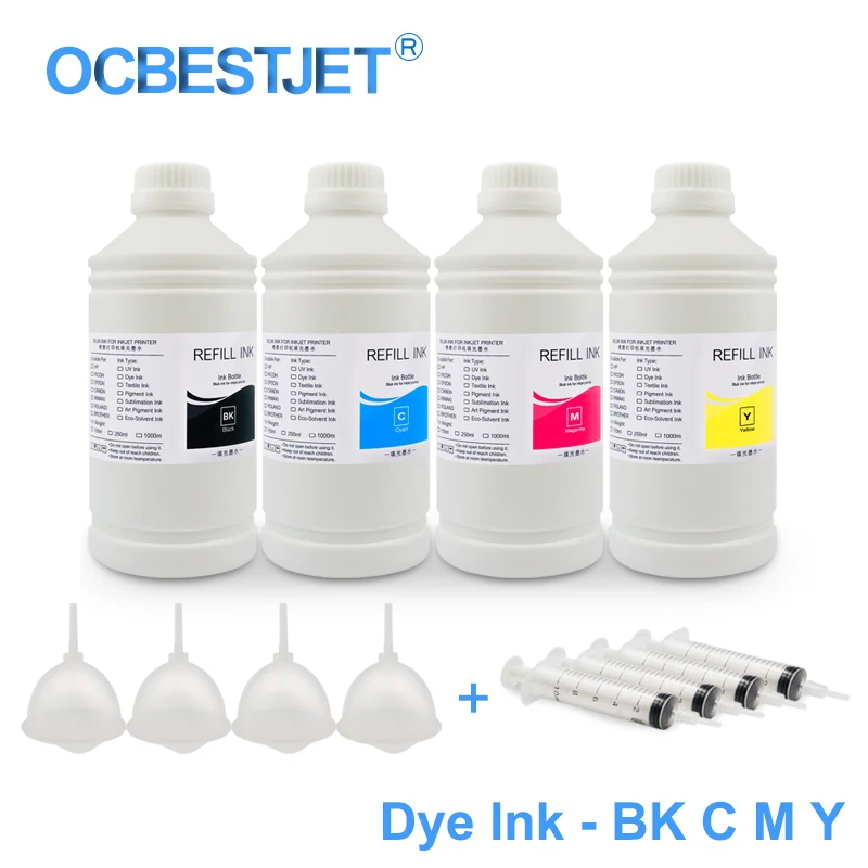 4x1000 мл универсальный краситель пополнения чернил комплект для Epson L100 L110 L120 L210 L300 L355 L350 L550 L555 Stylus Pro 4400 7400 9400 B300