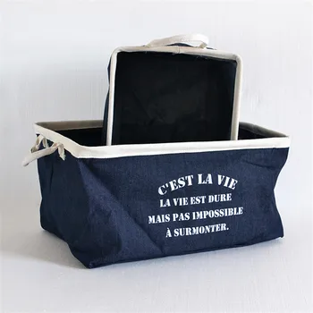 

ROSEHOME Letter Printed Laundry Basket Home Organization Denim Clothes Toys Cosmetic Organizer Folding Storage Boxes & Bins