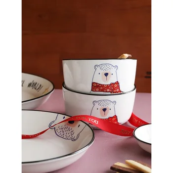 

ceramic dinnerware sets separate products cartoon bear on glazed porcelain rice soup bowl saucers 9inch plates spoon 8inch plate