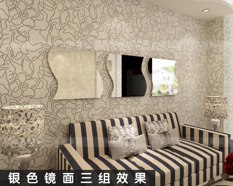 Venta caliente s en forma de espejo etiqueta de la pared TV sofá Fondo etiqueta de la pared DIY pegatinas de pared 30*30 cm 2 unids/set