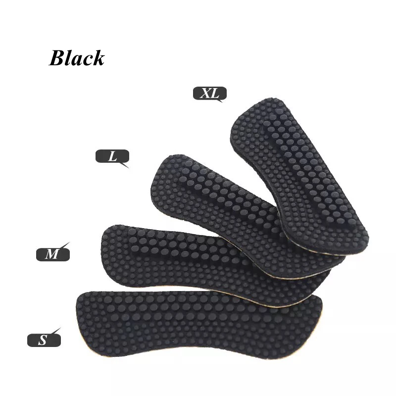 1 пара новых массажных силиконовых вкладышей, модные мягкие липкие силикагелевые тканевые накладки для обуви, накладки на заднюю пятку, Черные стельки - Цвет: Black-S