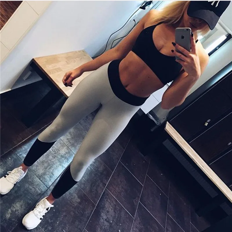 

Women Yoga Pants Elastic Splicing Yoga Capris for Running Sport Quick-drying Fitness Tights Woman Leggings Workout Slim Trousers