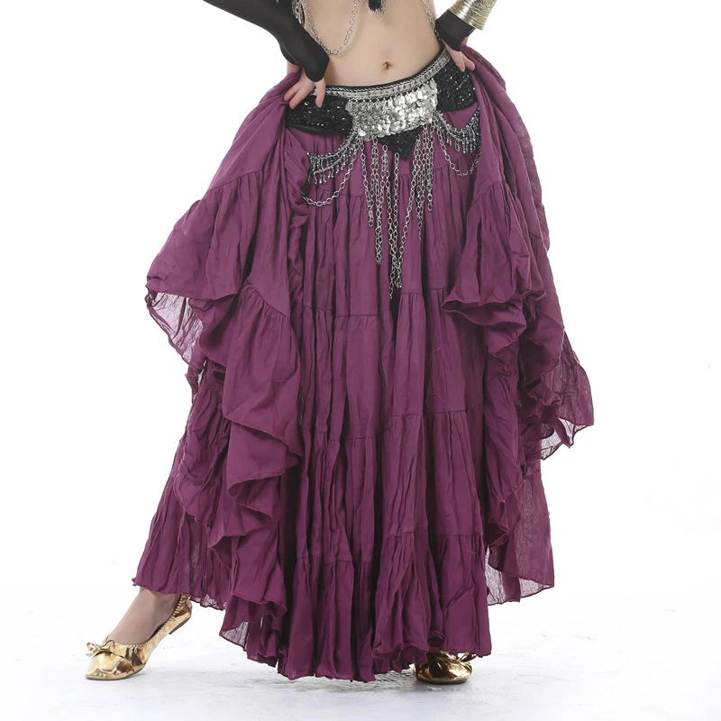 12 Colors Gypsy Dance Performance Women Gypsy Dance Full Circle Linen Skirt Women Belly Dance Tribal Skirts
