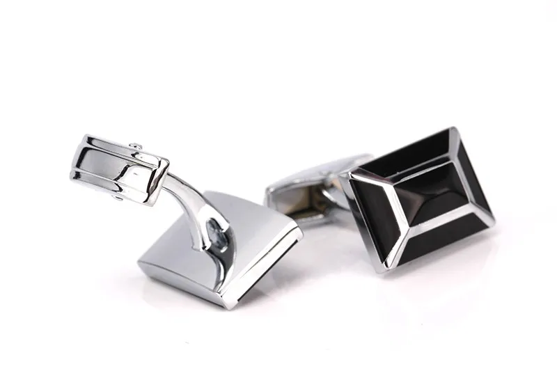 C-MAN Luxury French Cufflinks for mens Jewelry Hot Sale Square Brand Black pyramid Fashion Cuff Links Wedding Cufflinks