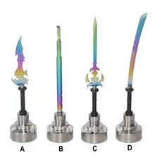 Красочные mininail Титан carb Кепки gr2 Титан ногтей carb Кепки с различными dabbers(изогнутые, нож, меч Dabber