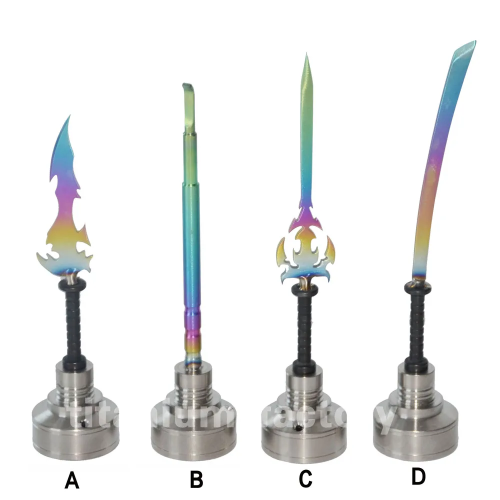 Красочные MiniNail титана carb cap GR2 гвоздь Carb крышка с различными dabbers (изогнутый нож