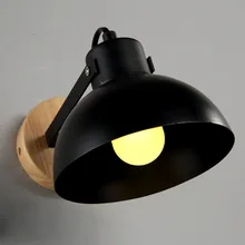 LOFT Style Wall Lamp adjustable Head Bedside Reading Light Wood Iron E27 Wall Sconce Stair Light