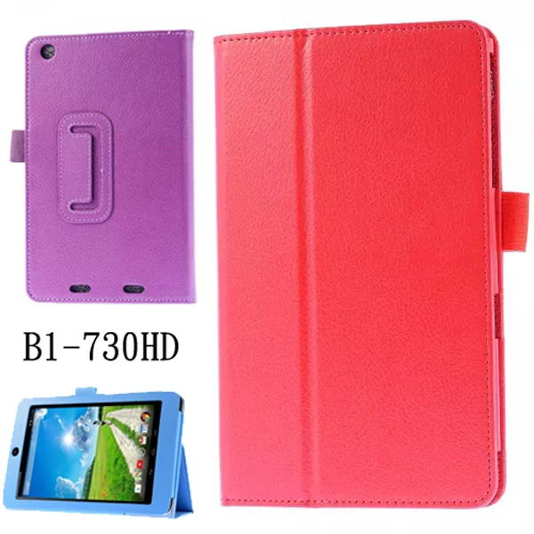 

New Luxury 2-Folding Leeche Folio Stand Leather Skin Case Protective Cover For Acer Iconia One 7 B1-730 B1-730HD 7" 7inch Tablet