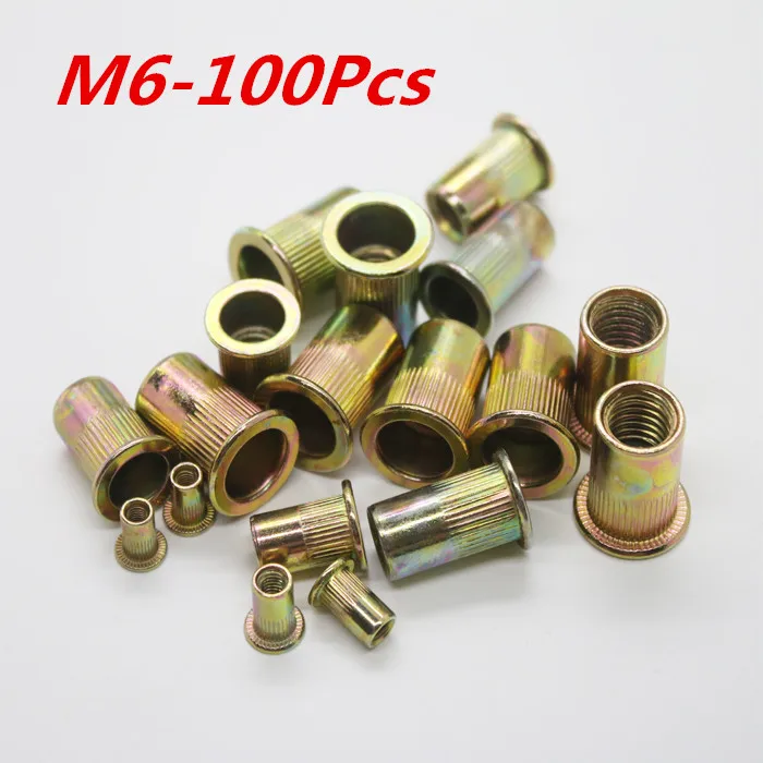M6 Threaded Carbon Steel Rivet Nut Rivnut Inserts Nut 100Pcs/Lot Free