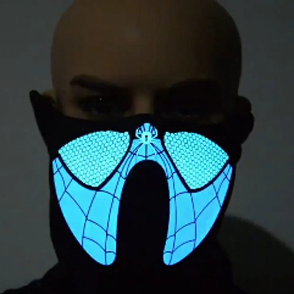 

ISHOWTIENDA Led Cold Light Mask Music Sound Control Luminous Luminous Mask Halloween Decor Party Masks The Purge Election