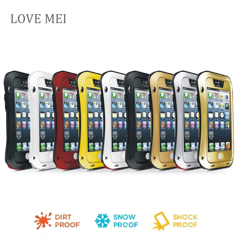 bilder für Für iphone 5 Liebe Mei Wasserdichter Shockproof Gorilla-glas-freies Metallaluminiumkasten-abdeckung Für iphone 5 s Drei proofing telefon fällen bilder für Für iphone 5 Liebe Mei Wasserdichter Shockproof Gorilla-glas-freies Metallaluminiumkasten-abdeckung Für iphone 5 s Drei proofing telefon fällen