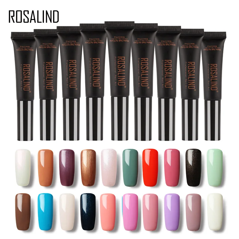 

ROSALIND 8ML Gel 1 Gel Polish Pure 30 Colors UV LED Semi Permanent gel lacquer for stamping Need Top&Base Coat gel varnish