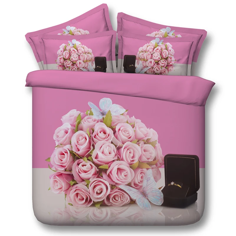 3D Pink Roses Bedding set bedspreads Cal King Queen size full twin duvet cover bed in a bag