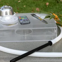 Акриловый кальян набор трубок с светодиодный силиконовой чашей шланг угольный держатель металлические щипцы кальян наргиле аксессуары