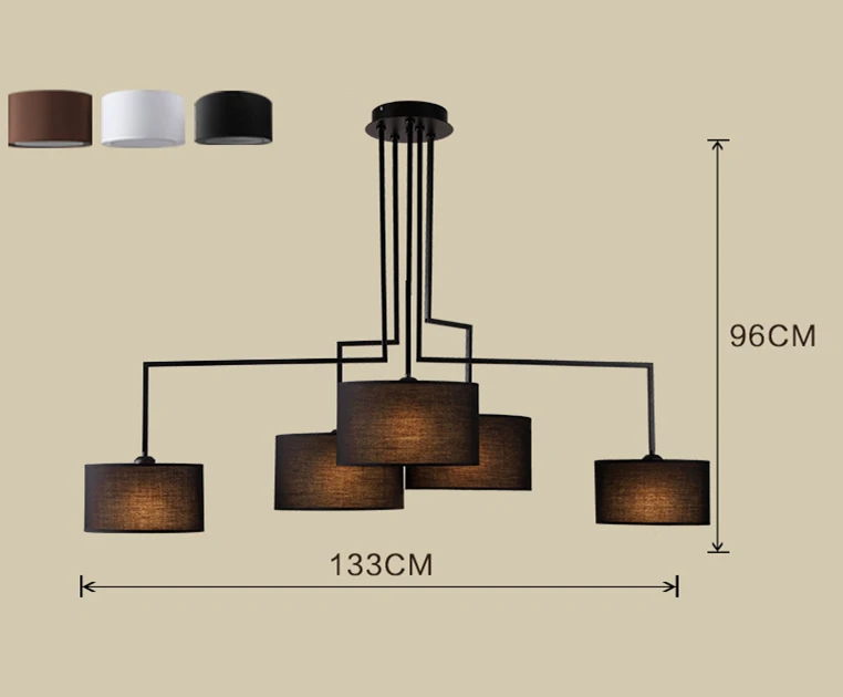 Современный минимализм светодиодная Люстра для гостиной неправильный блеск E27 ткань оттенков люстра освещение, лампа для установки в помещении светильники - Цвет абажура: 5 light dia133 H96cm