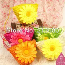 100 X хороший мини-милый соломы монет сумка пляжная сумка Floppy подсолнечника для детей Для женщин Ассорти Цвета