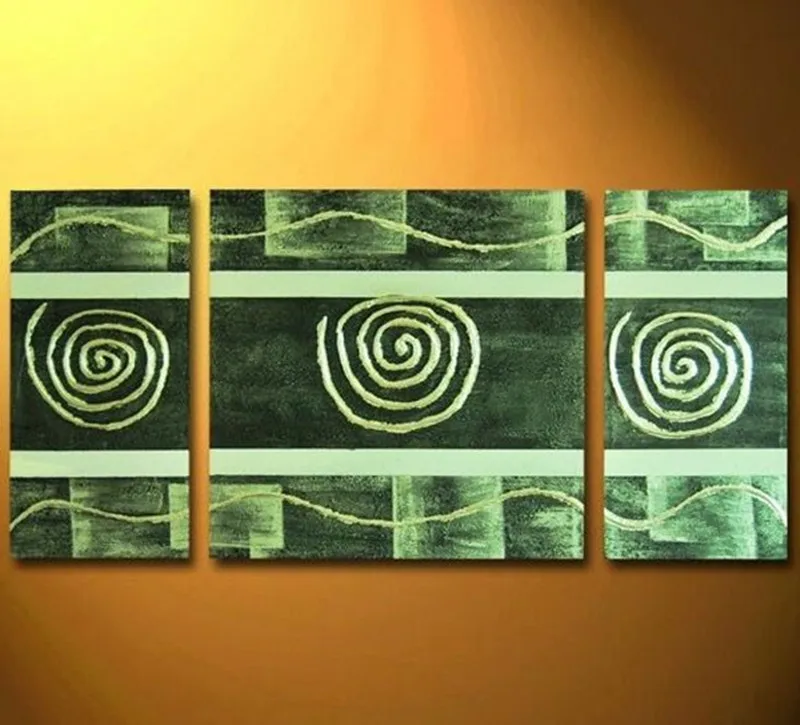 

Modern Home Decorativos Large 3 Panel Wall Painting Circle Swirls Pictures Handpainted Abstract Graffiti Oil Paintings on Canvas