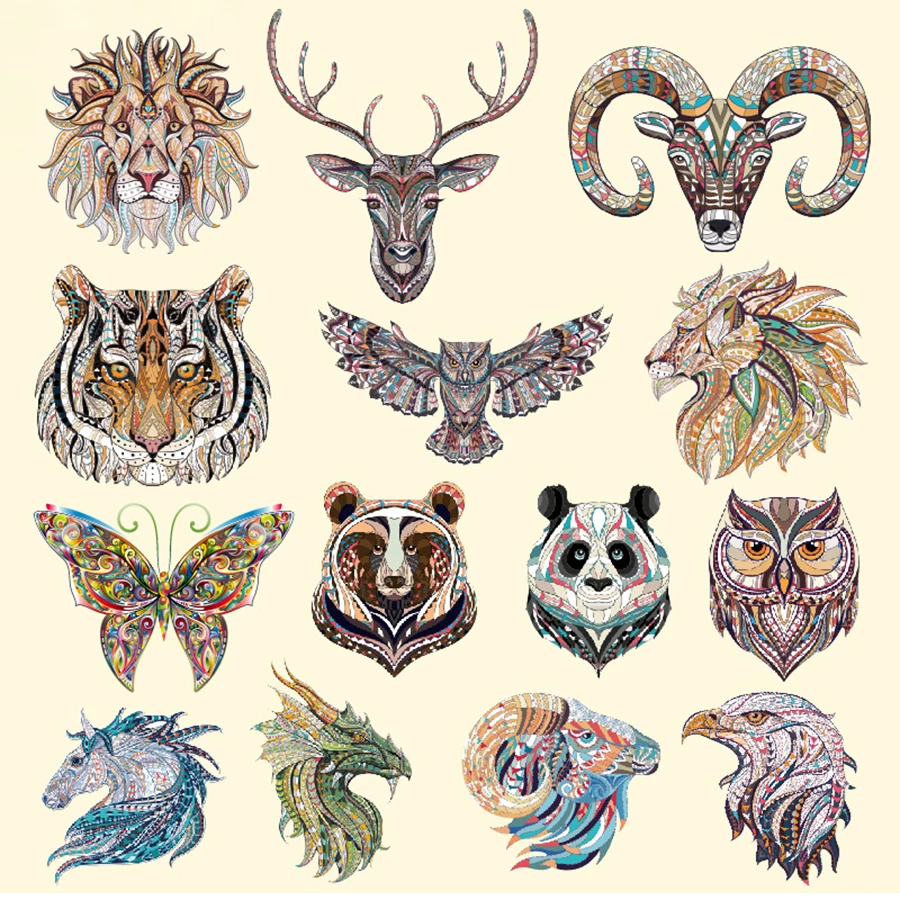 Cartoon Animal Heat Transfer Iron On Patches Cloth Stickers GradeA Thermal Transfer Sticker Unicorn Flamingo Stripes On Clothes