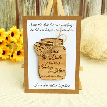 

personalize Wedding mason jar rustic wooden Save the Date Fridge Magnets birthday invitation cards bridal party favors gifts