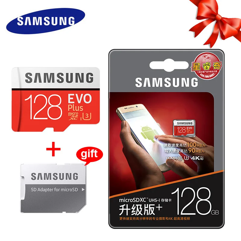 Samsung EVO+ карты памяти 64 Гб EVO plus UHS-3 128 ГБ 256 Гб класс 10 Micro SD карта 32 Гб microsd UHS-I TF карта Бесплатный подарок SD адаптер - Емкость: 128GB U3