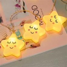 3M 20 LEDs Garland Smile Stars String lights Gift for Kids Children Decoration for Room Party New Year Christmas Tree on Battery