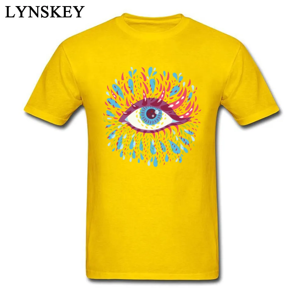 T Shirt Design Short Sleeve Brand Crewneck 100% Cotton Tops Tees Design Summer Blue Psychedelic Eye Tee Shirts for Male Blue Psychedelic Eye yellow