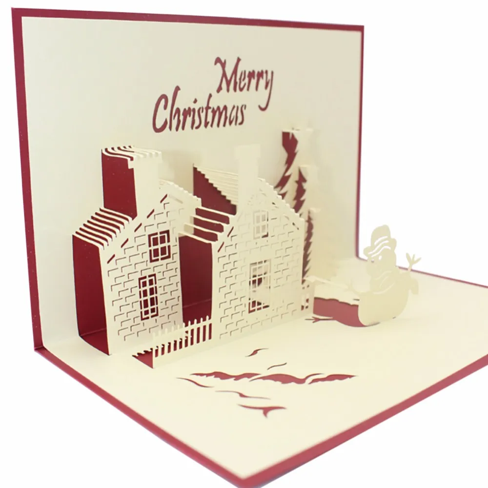 3D Рождественские открытки поздравительная бумажная открытка ручной работы Персонализированные Сувениры открытки Свадьба День Рождения Декор
