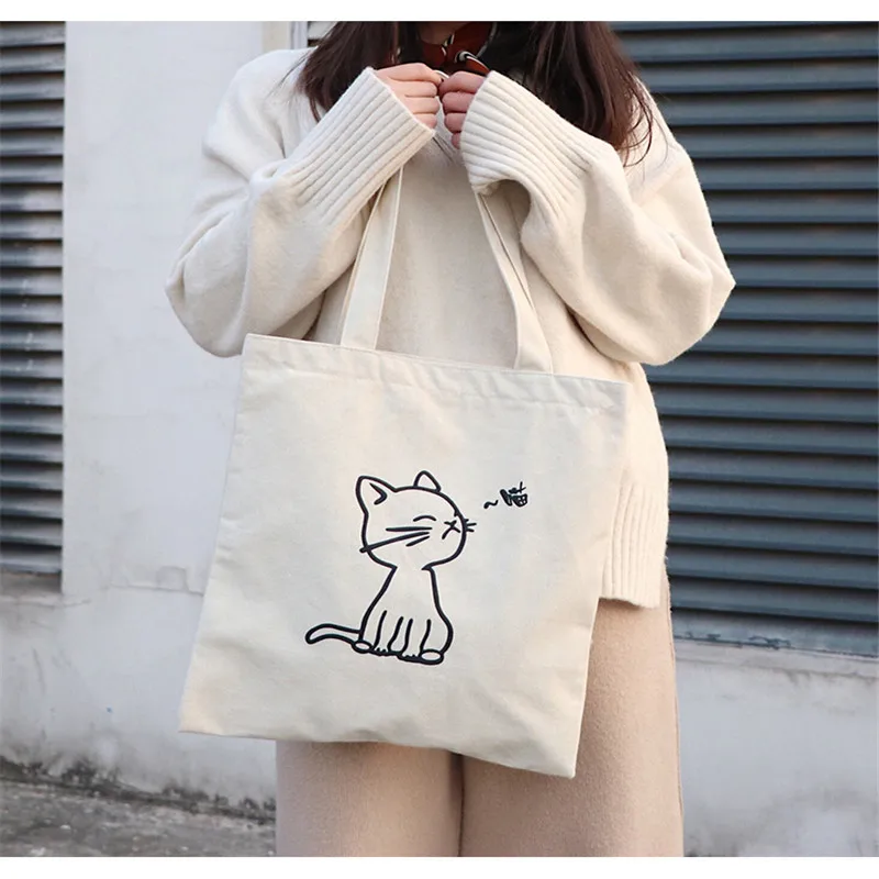 

Ladies Handbags Fabric Canvas Tote Cotton Shopping Travel Lady Bag Reusable Shoulder Shopping Bag