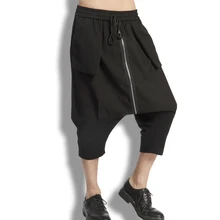 27-44! новая мужская одежда мода корейский стилист волос личности промежность брюки шаровары плюс размер певица костюмы