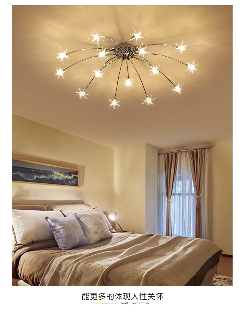 Sala de Estar Norbic Criativo Cromo Ferro Flor g4 Lâmpada Led Lustres Casa Deco Vidro Claro Estrela Chanderlier Iluminação 11 led lustres casa deco sala de estar