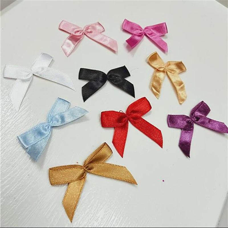 

100pcs/lot Satin Ribbon Bows Handmade mini Bow For Sewing Accessories DIY Jewelry Ornaments Scrapbook Decoration