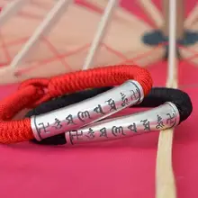 Ручной работы 990 Серебряный Тибетский шесть проберб браслет с мантрой чистого серебра буддийский ОМ Браслет Плетеный хороший браслет, приносящий удачу любовника
