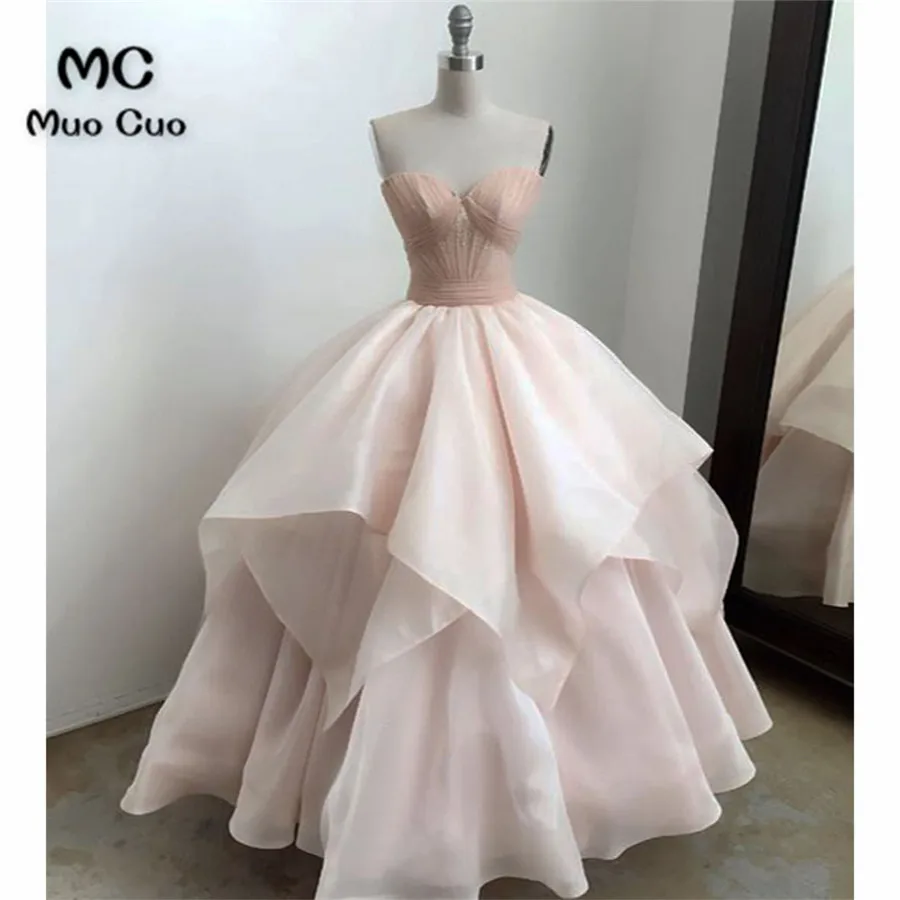 2018 Румяна розовый шар вечерние платья органза оборками Милая Vestidos De Fiesta спинки Формальное вечернее платье