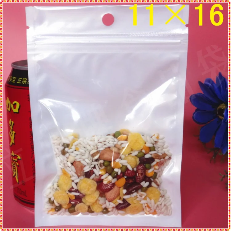 11 см * 16 белый/Очистить Reclosable клапан молнии Пластик Розничная упаковка сумка Ziplock