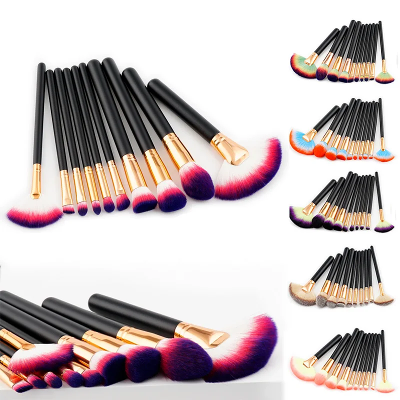 

10Pcs Makeup Brushes Professional Cosmetics Foundation Blending Blush Eyeliner Face Powder Makeup Brushes Set Soft Nylon Hair