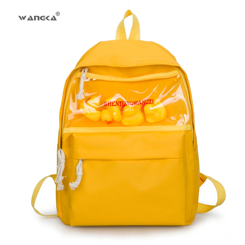 WANGKA الفتيات السفر حقيبة الأصفر بطة من المطاط ضوء Mochila الأنثوية Bagpack جميل الطباعة نايلون مدرسية ل مراهق WANGKA الفتيات السفر حقيبة الأصفر بطة من المطاط ضوء Mochila الأنثوية Bagpack جميل الطباعة نايلون مدرسية ل مراهق
