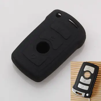 

BBQ@FUKA Leather Texture Silicone Car Remote Key Keyless Cover case fit for Bmw 7 Series 745i 750i 760i Key Case 3BTN CarStyling