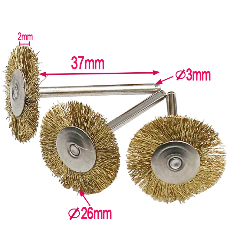 10 шт./компл. Латунь Проволочная Щетка Подходит Для Dremel Ротари Инструмент Аксессуары 1/8 "(3 мм) Хвостовик