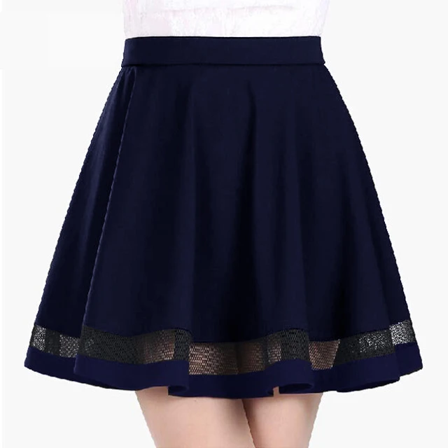 Летняя женская юбка модная эластичная Женская пикантная юбка средней длины плиссированные мини-юбки для девочек saias etek jupe Корейская одежда - Цвет: Navy blue
