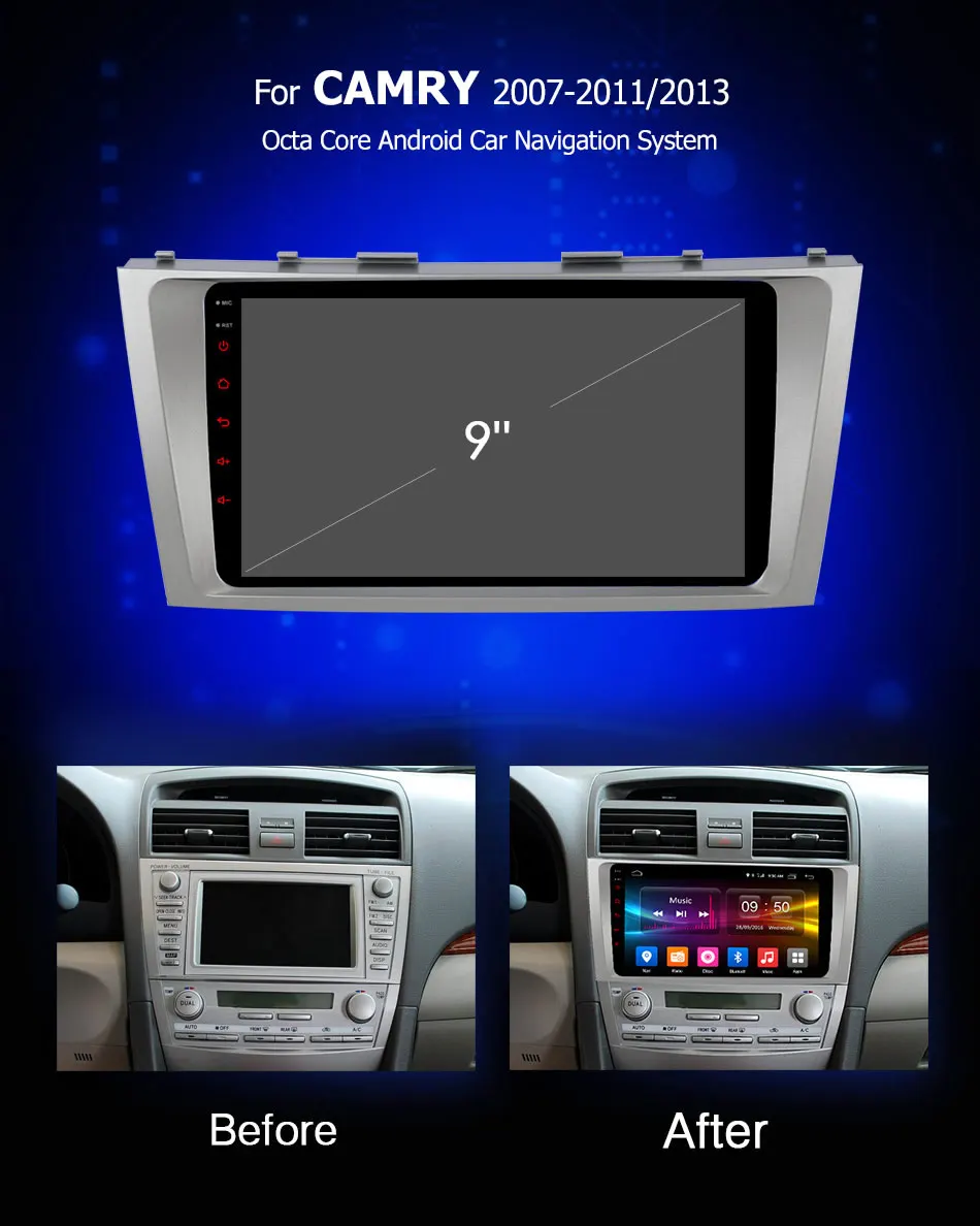 Perfect 8 Core 9" IPS Android 9.0 4G RAM+32G ROM Car DVD GPS Navigation  Player For Toyota Camry 2006-2011/2013 radio Stereo DSP CarPlay 2 Perfect 8 Core 9" IPS Android 9.0 4G RAM+32G ROM Car DVD GPS Navigation  Player For Toyota Camry 2006-2011/2013 radio Stereo DSP CarPlay 2