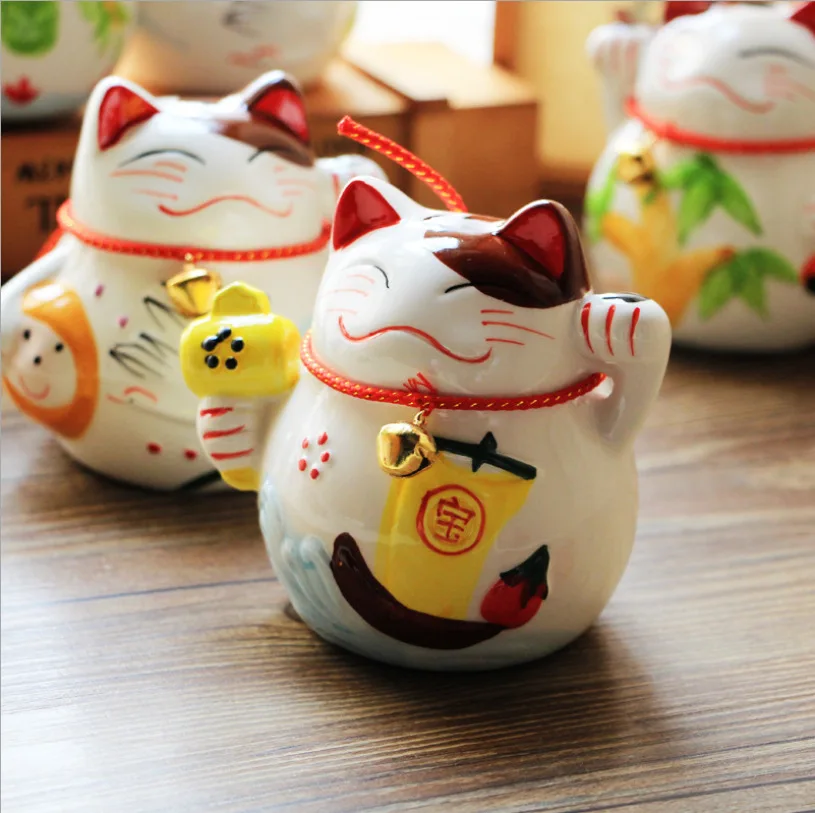 Japanese style plutus cat money box lucky ornament ceramic piggy bank