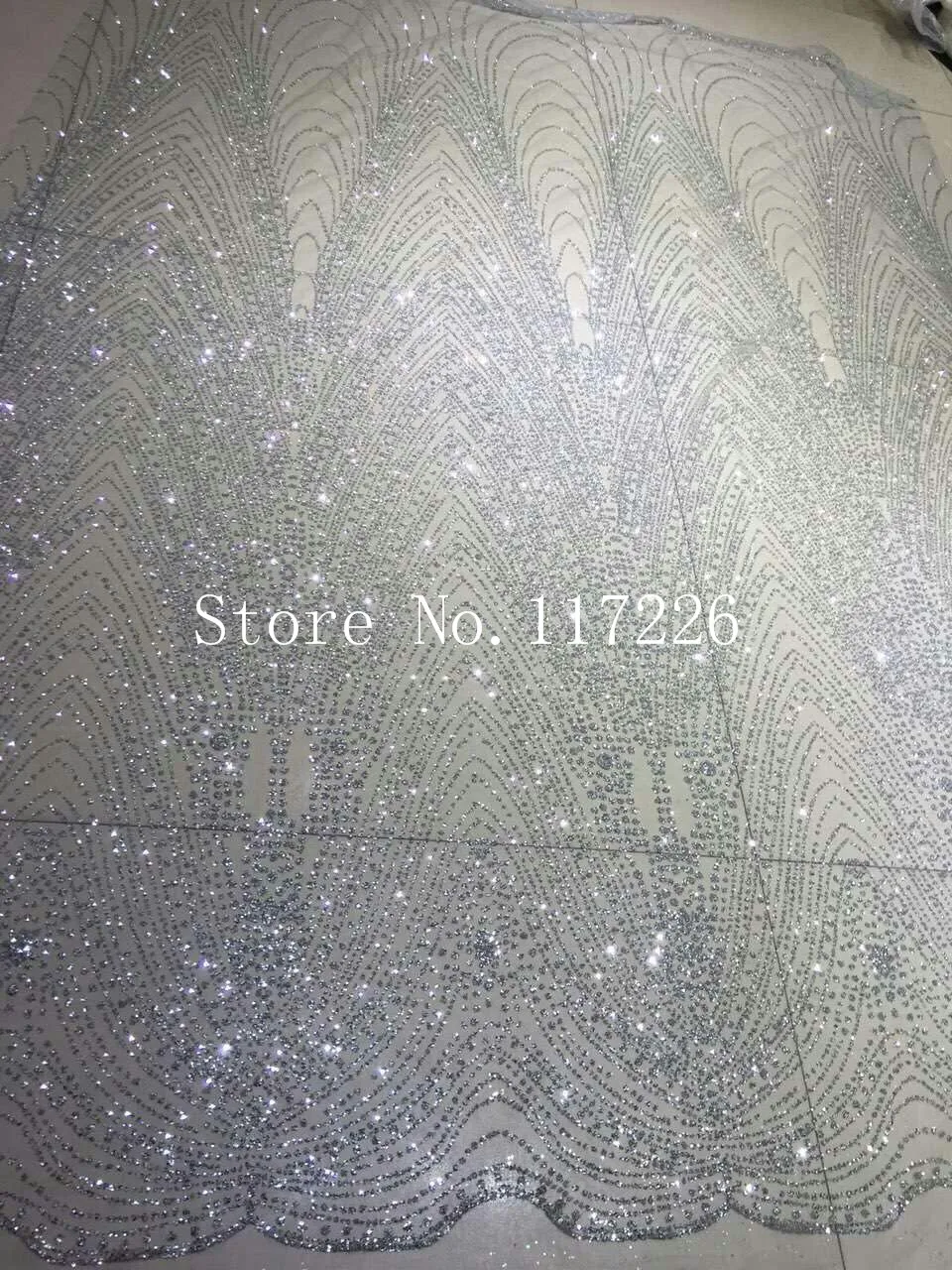 

JRB-S007 silver sparker hand print glued glitter powder tulle mesh lace fabric for sawing/ evening dress/stage
